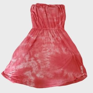 Coral tie dye strapless dress